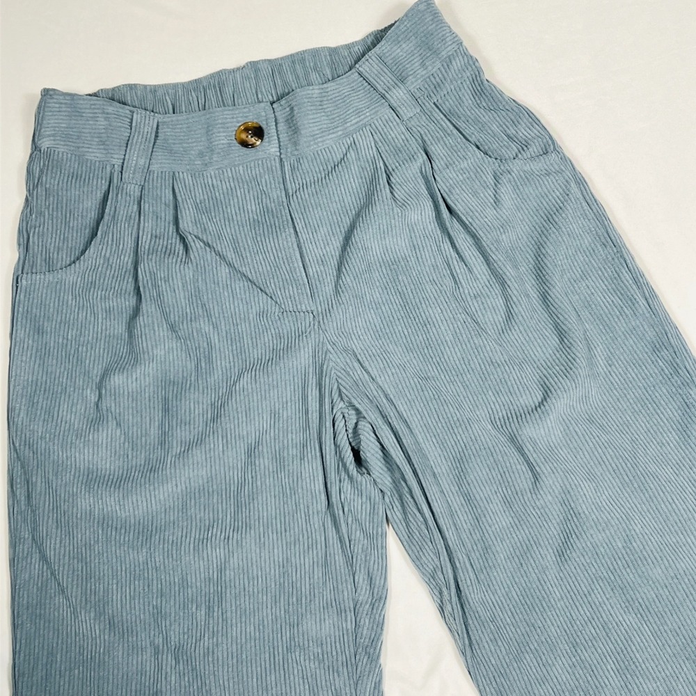 Halara Dusty Blue Corduroy Wide Leg Pleated Pants Tall Small High Waist